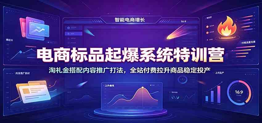 电商标品起爆系统特训营：淘礼金搭配内容推广打法，全站付费拉升商品稳定投产-优优云网创
