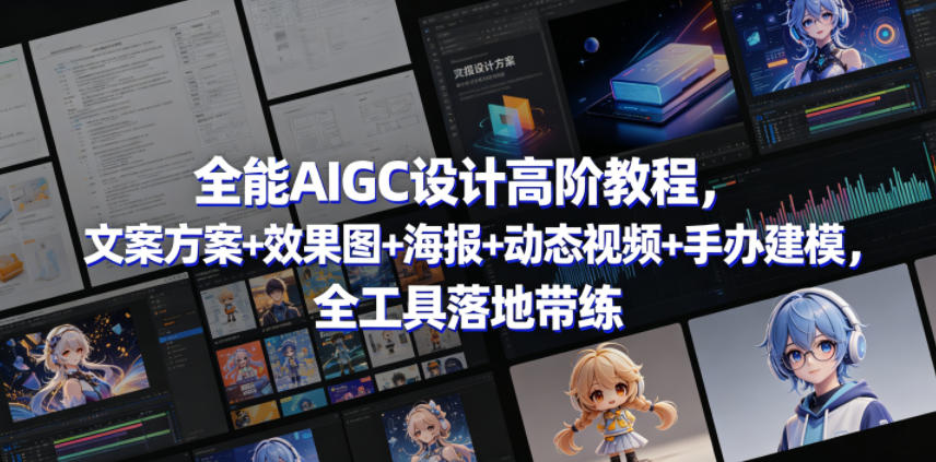 全能AIGC设计高阶教程，文案方案+效果图+海报+动态视频+手办建模，全工具落地带练-优优云网创