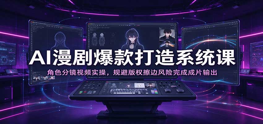 AI漫剧爆款打造系统课：角色分镜视频实操，规避版权擦边风险完成成片输出-优优云网创