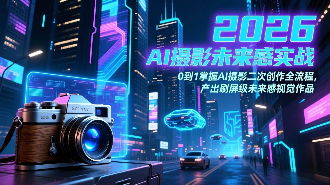 （17584期）2026 AI摄影未来感实战：0到1掌握AI摄影二次创作全流程，产出刷屏级未来感视觉作品-优优云网创