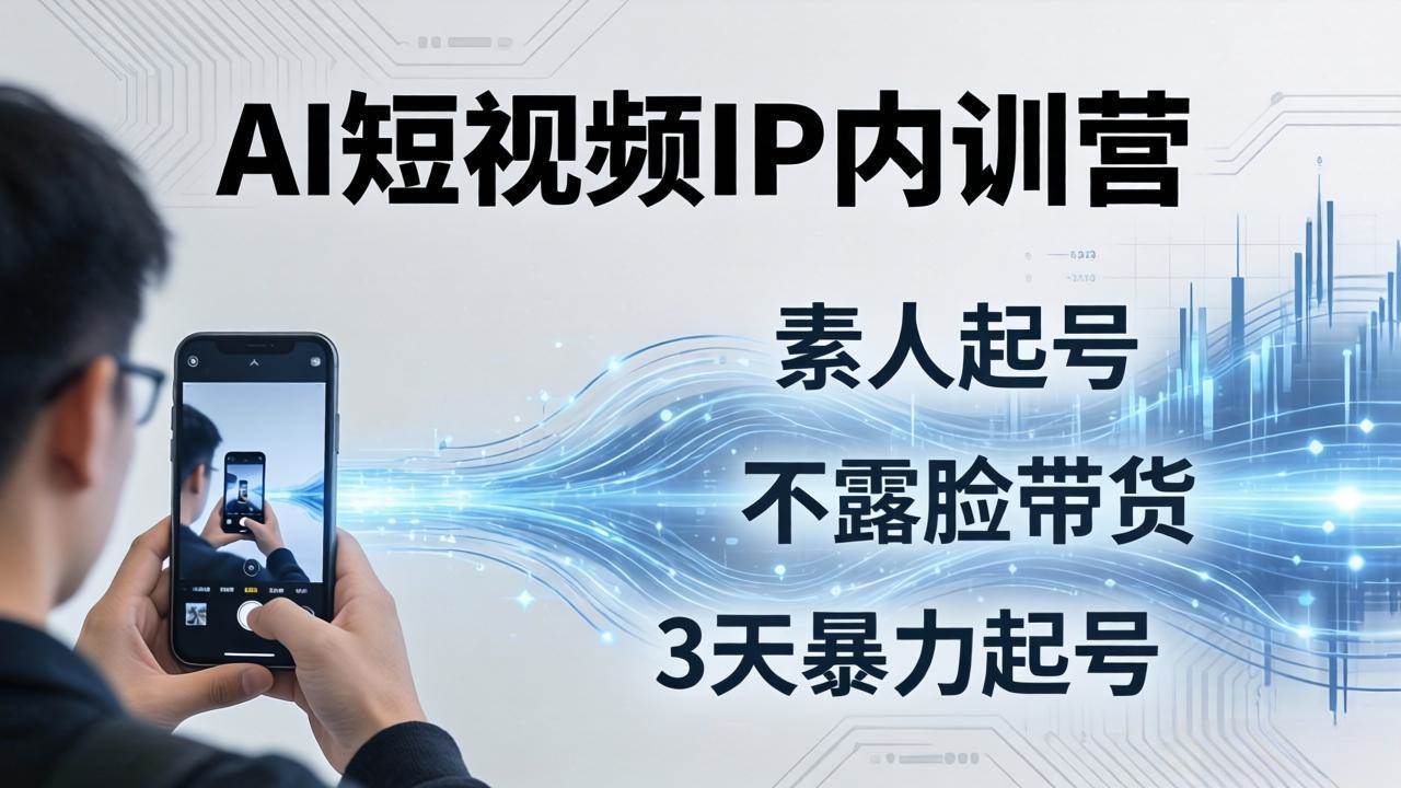 （17852期）2026AI短视频IP内训营：从素人起号到不露脸带货，3天暴力起号全流程拆解-优优云网创
