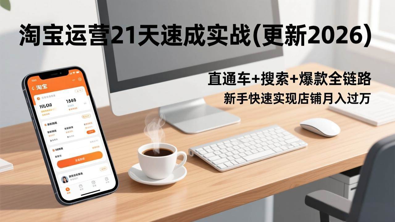 （17806期）淘宝运营21天速成实战(更新3月)，直通车+搜索+爆款全链路，新手快速实现店铺月入过万-优优云网创