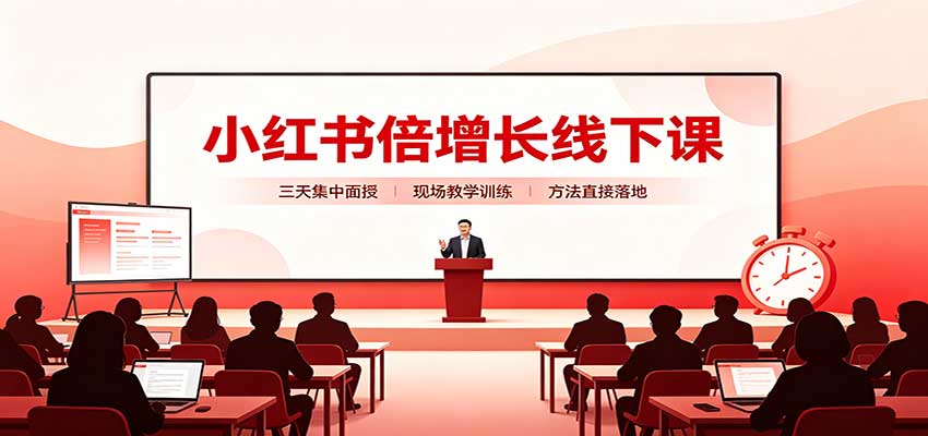 小红书倍增长线下课：三天集中面授，拆解选品、素材制作与起号全链路-优优云网创