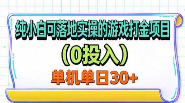 （20993期）纯小白可落地实操的游戏打金项目（0投入）单机单号30+-优优云网创