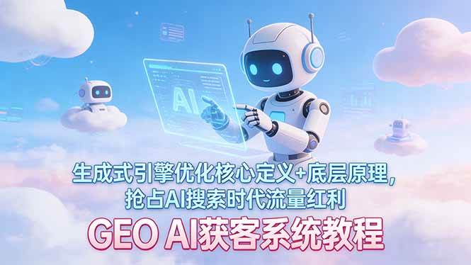 （17604期）GEO AI获客系统教程：生成式引擎优化核心定义+底层原理，抢占AI搜索时代流量红利-优优云网创