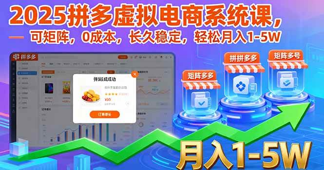 （16088期）2025拼多多虚拟电商系统课，可矩阵，0成本，长久稳定，轻松月入1-5W-优优云网创