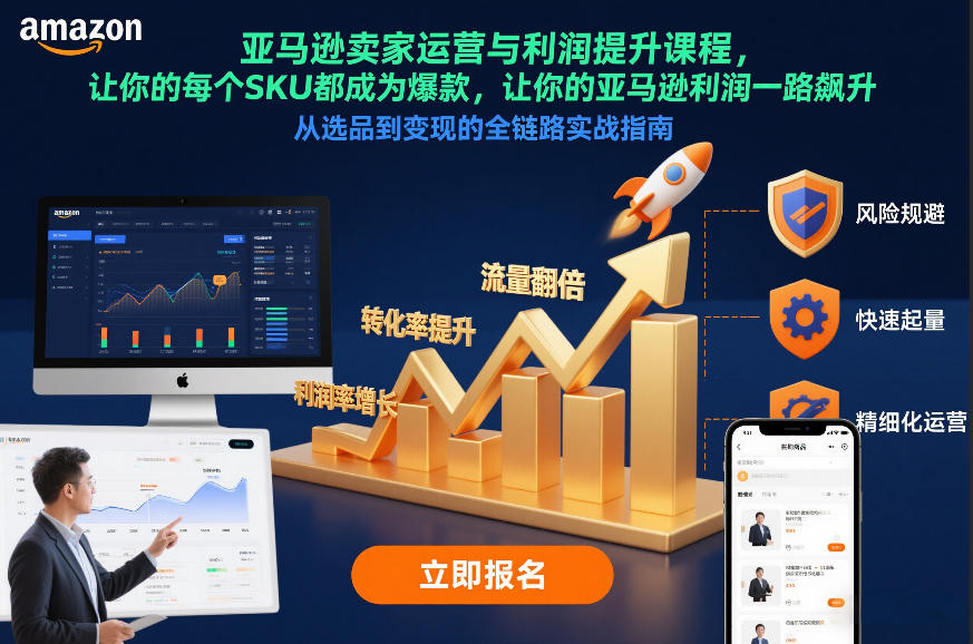 亚马逊卖家运营与利润提升课程，让你的每个SKU都成为爆款，让你的亚马逊利润一路飙升（更新26年3月）-优优云网创