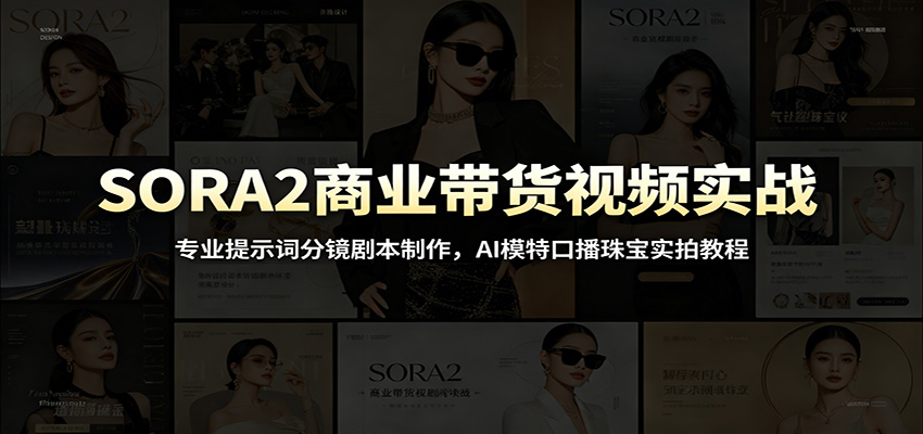 SORA2商业带货视频实战:专业提示词分镜剧本制作,AI模特口播珠宝实拍教程-优优云网创