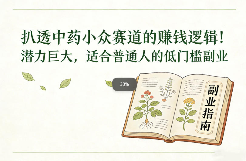 扒透中药小众赛道的賺米逻辑,潜力巨大,适合普通人的低门槛副业-优优云网创