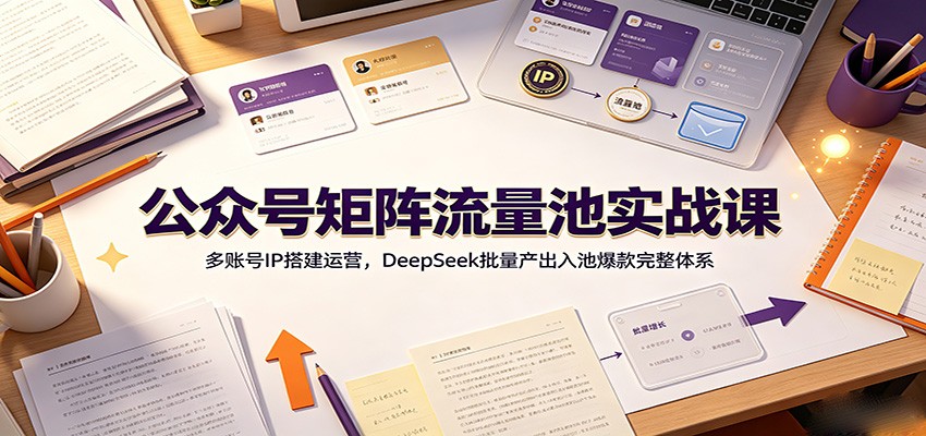 公众号矩阵流量池实战课:多账号IP搭建运营,DeepSeek批量产出入池爆款完整体系-优优云网创