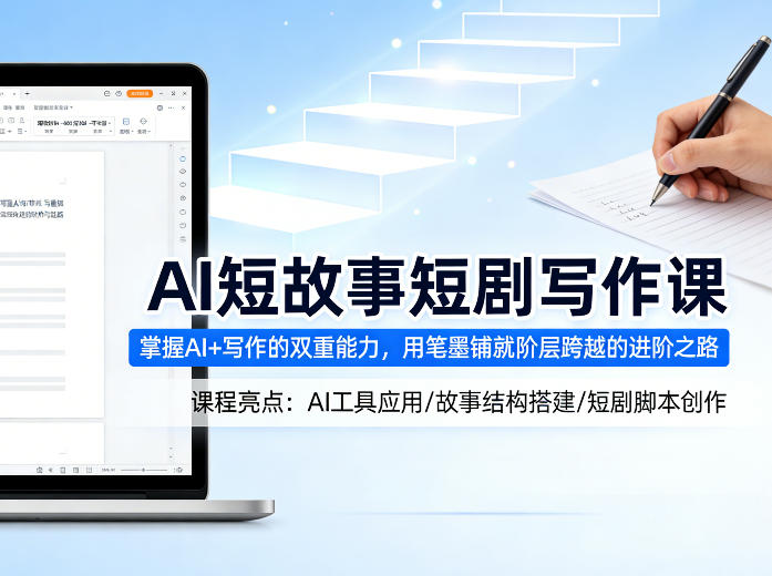 AI短故事短剧写作课，掌握AI+写作的双重能力，用笔墨铺就阶层跨越的进阶之路-优优云网创