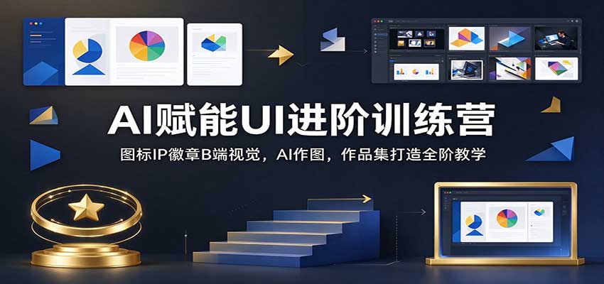 AI赋能UI进阶训练营：图标IP徽章B端视觉，AI作图，作品集打造全阶教学-优优云网创