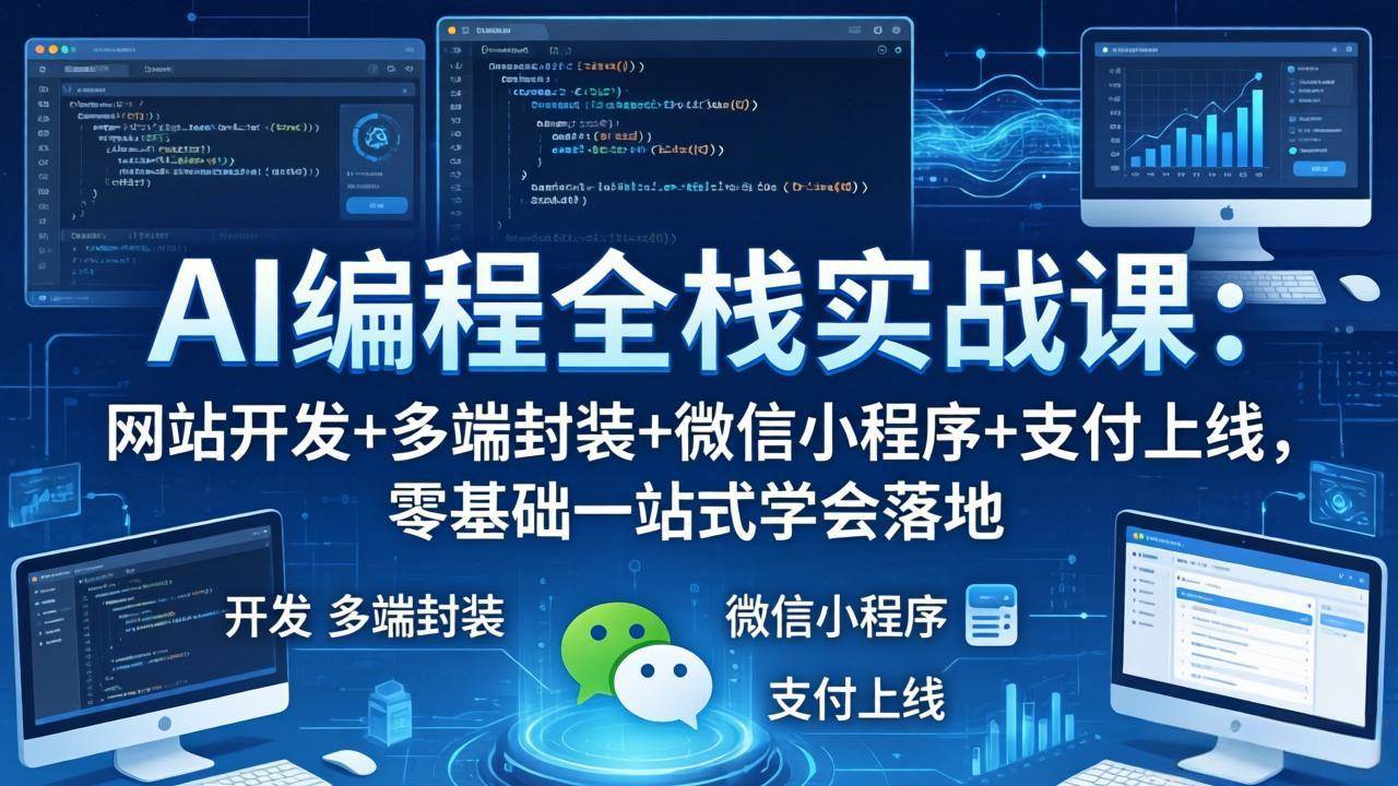 （18049期）AI编程全栈实战课：网站开发+多端封装+微信小程序+支付上线，零基础一站式学会落地-优优云网创