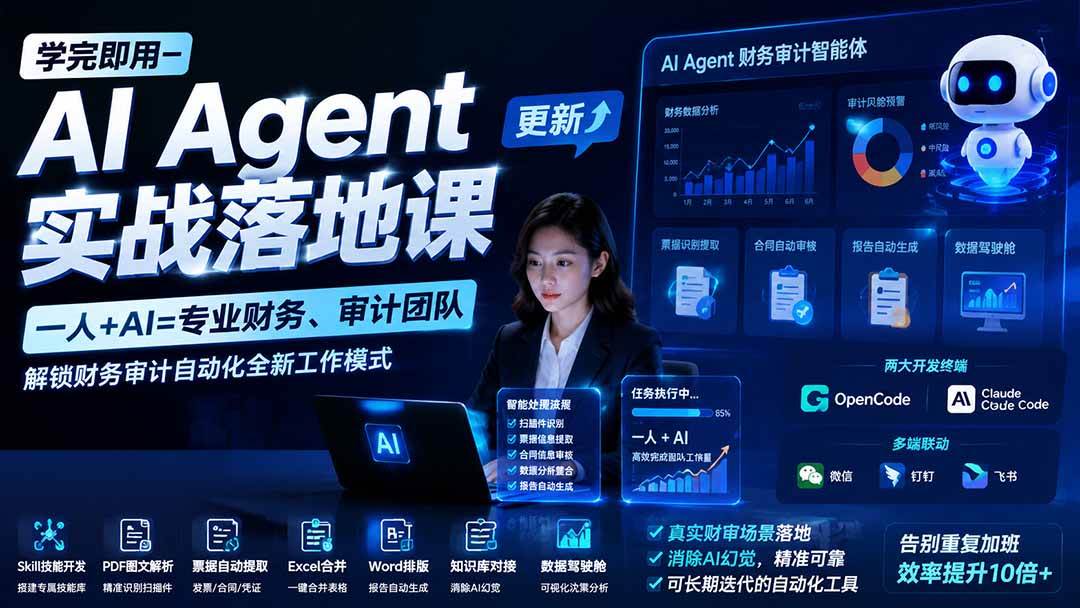 （20625期）【无水印】学完 即用-AI Agent实操落地课-更新0924：一人 + AI=专业财务、审计团队，解锁财务审计自动化全新工作模式-优优云网创