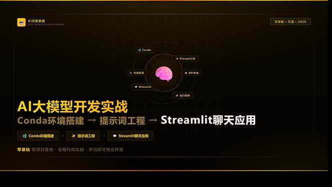 （17723期）AI大模型开发实战：Conda环境搭建→提示词工程→Streamlit聊天应用，零基础到项目落地-优优云网创