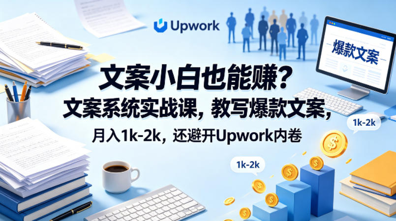 文案小白也能賺？文案系统实战课，教写爆款文案，月入1k-2k，还避开Upwork内卷【原创双语字幕】-优优云网创