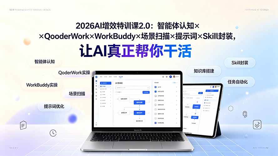 (19368期)2026AI增效特训课2.0:智能体认知×QoderWork×WorkBuddy×场景扫描×提示词×Skill封装,让AI真正帮你干活-优优云网创