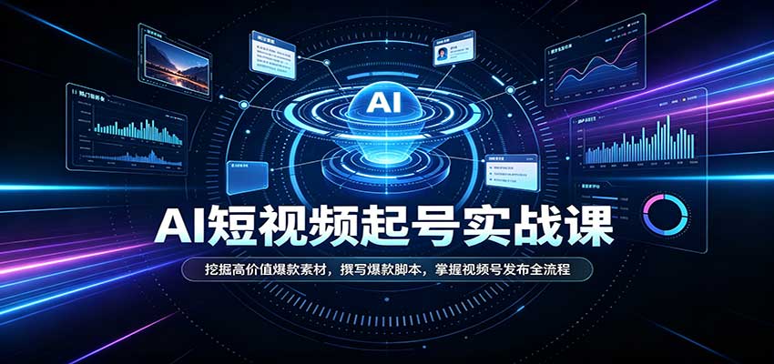 短视频AI起号实战课:挖掘高价值爆款素材,撰写爆款脚本,掌握视频号发布全流程-优优云网创