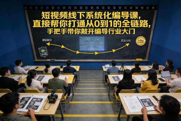 短视频线下系统化编导课，直接帮你打通从0到1的全链路，手把手带你敲开编导行业大门-优优云网创