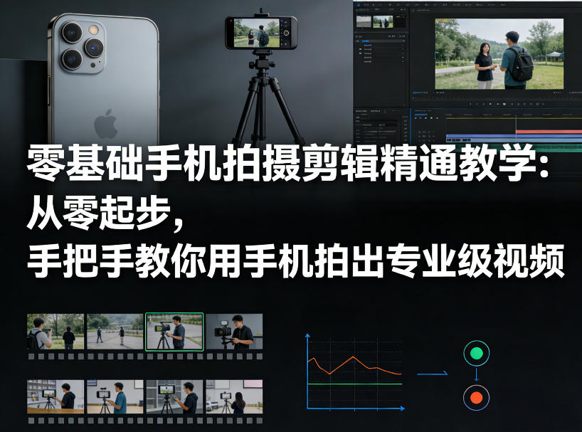 零基础手机拍摄剪辑精通教学：从零起步，手把手教你用手机拍出专业级视频-优优云网创