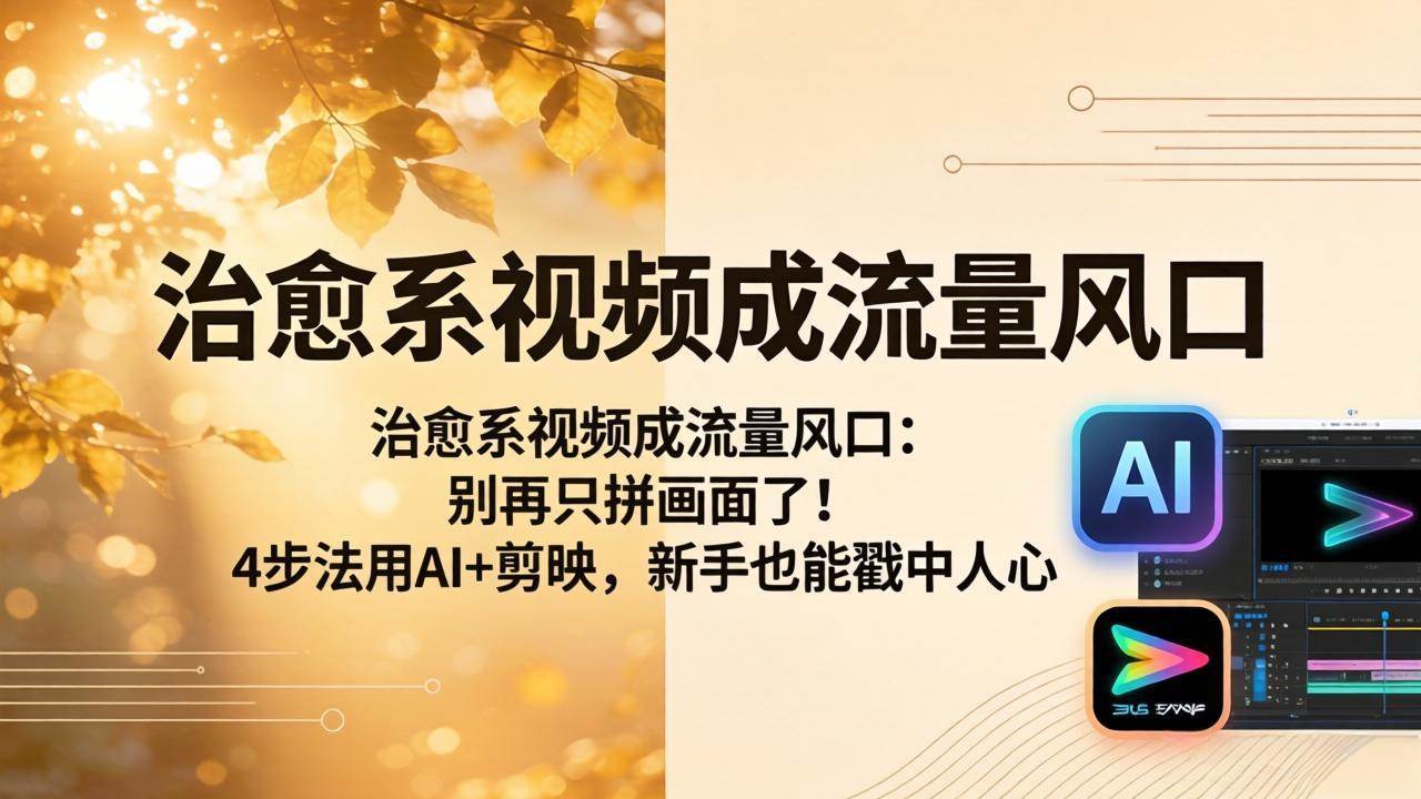 （18219期）治愈系视频成流量风口：别再只拼画面了！4步法用AI+剪映，新手也能戳中人心-优优云网创