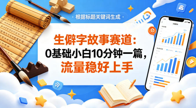 公众号流量主——生僻字故事赛道，流量稳，好上手，0基础小白也能10分钟一篇-优优云网创