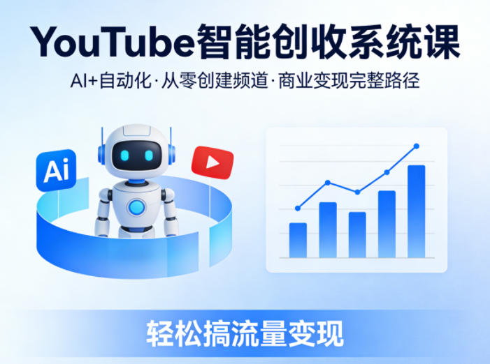 YouTube智能创收系统课，AI+自动化，从零创建YouTube频道并实现商业变现的完整路径，轻松搞流量变现-优优云网创