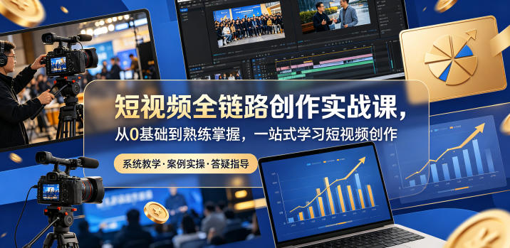 短视频全链路创作实战课，从0基础到熟练掌握，一站式学习短视频创作-优优云网创