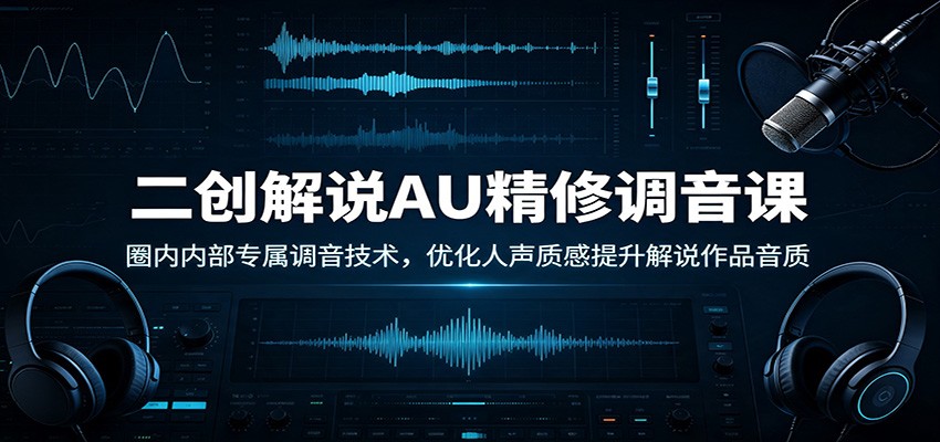 二创解说AU精修调音课：圈内内部专属调音技术，优化人声质感提升解说作品音质-优优云网创