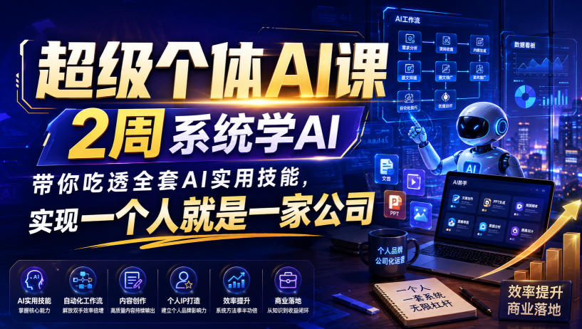 超级个体AI课，2周系统学AI，带你吃透全套AI实用技能，实现一个人就是一家公司-优优云网创