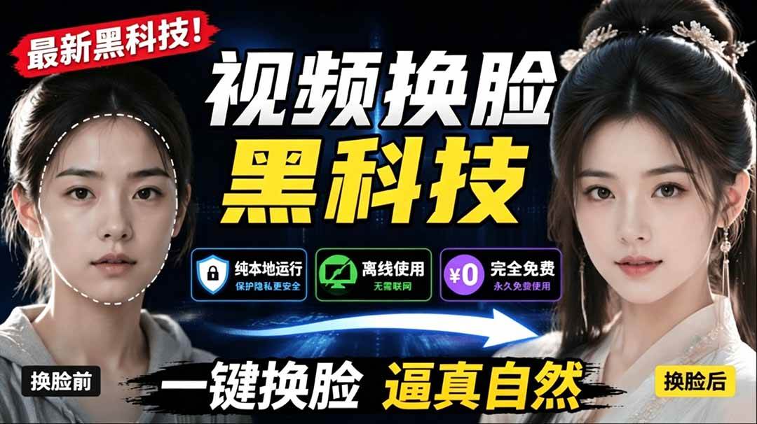 (19025期)AI 人工智能如此夸张?一键视频换脸黑科技,纯本地离线运行,本地视频换脸娱乐工具, AI FaceSwap-优优云网创