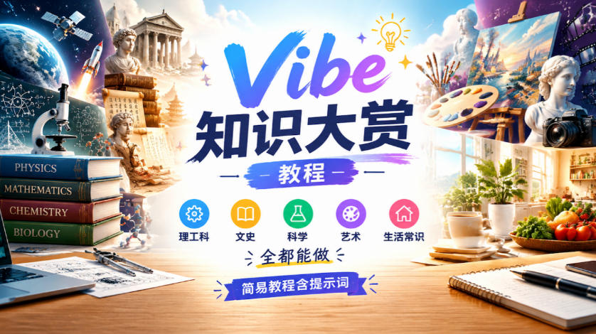 Vibe知识大赏教程，理工科、文史、科学、艺术、生活常识全都能做，简易教程含提示词-优优云网创