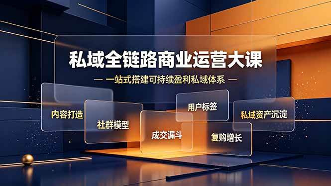 (19166期)私域全链路商业运营大课,内容打造社群模型成交漏斗,一站式搭建可持续盈利私域体系-优优云网创