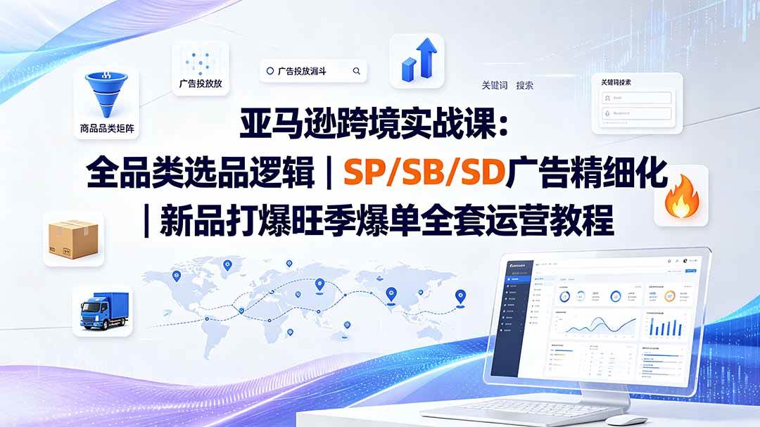 （20160期）亚马逊跨境实战课-更新8月：全品类选品逻辑｜SP/SB/SD广告精细化｜新品打爆旺季爆单全套运营教程-优优云网创
