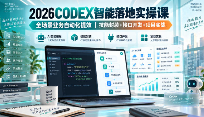 2026Codex智能落地实操课，全场景业务自动化提效，技能封装+接口开发+项目实战-优优云网创