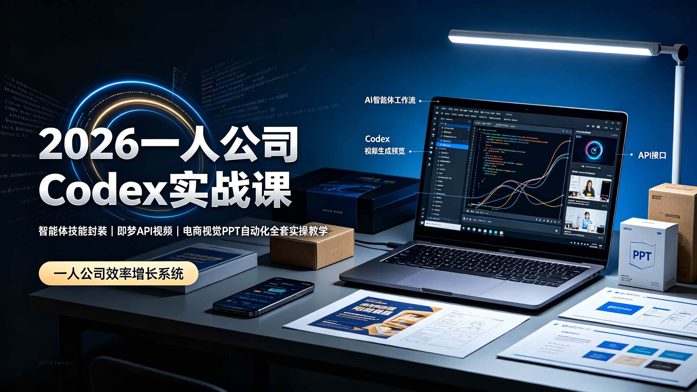 （19503期）2026一人公司Codex实战课◆智能体技能封装｜即梦API视频｜电商视觉PPT自动化全套实操教学-优优云网创