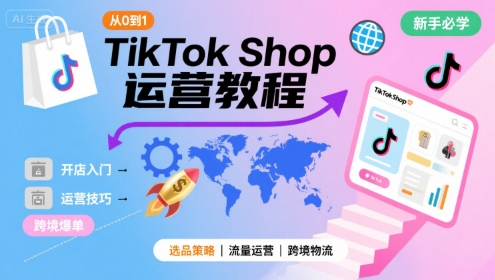 TikTok Shop从0到1运营教程，TikTok跨境电商新手必学课程-优优云网创