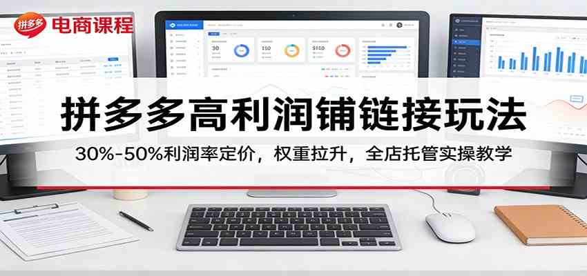 拼多多高利润铺链接玩法：30%–50%利润率定价，权重拉升，全店托管实操教学-优优云网创