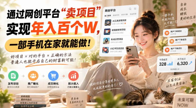 (20445期)通过网创平台“卖项目”实现年入百万,一部手机在家就能做!-优优云网创