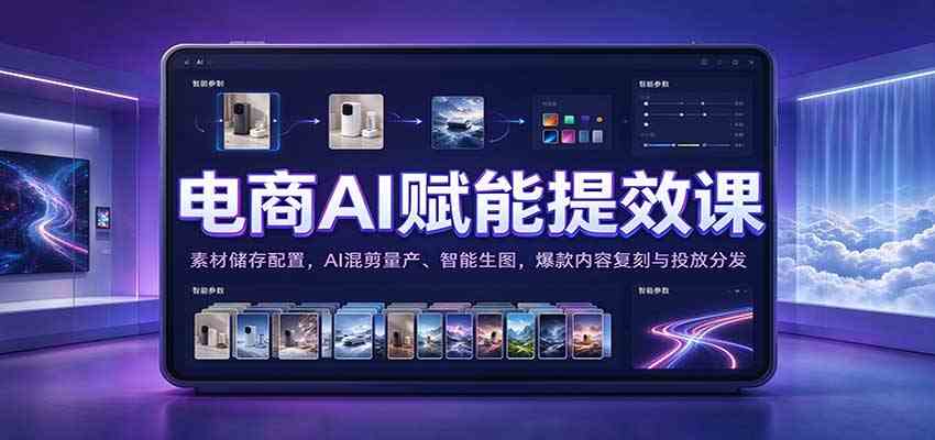 电商AI赋能提效课：素材储存配置，AI混剪量产、智能生图，爆款内容复刻与投放分发-优优云网创