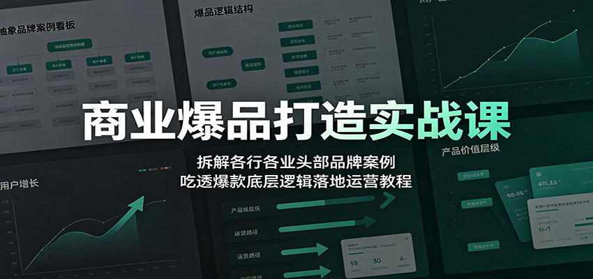 商业爆品打造实战课：拆解各行各业头部品牌案例，吃透爆款底层逻辑落地运营教程-优优云网创