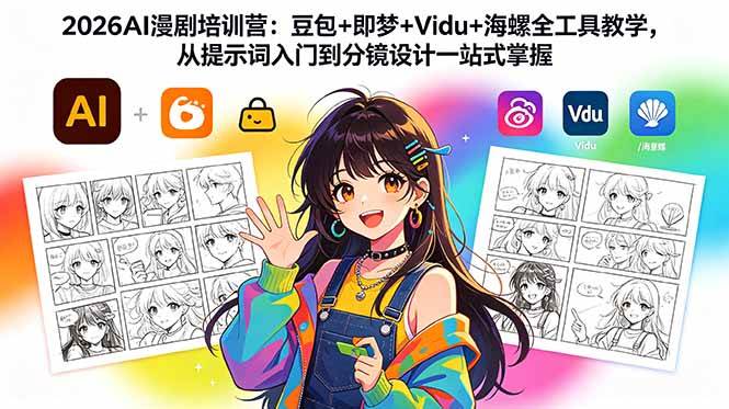 (18607期)2026AI漫剧培训营:豆包+即梦+Vidu+海螺全工具教学,从提示词入门到分镜设计一站式掌握-优优云网创
