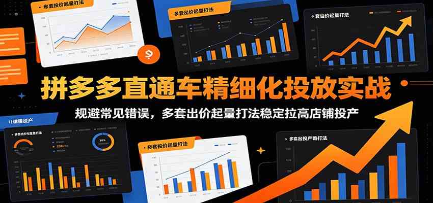 拼多多直通车精细化投放实战:规避常见错误,多套出价起量打法稳定拉高店铺投产-优优云网创