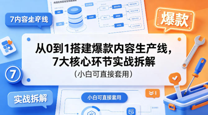 从0到1搭建爆款内容生产线，7大核心环节实战拆解（小白可直接套用）-优优云网创
