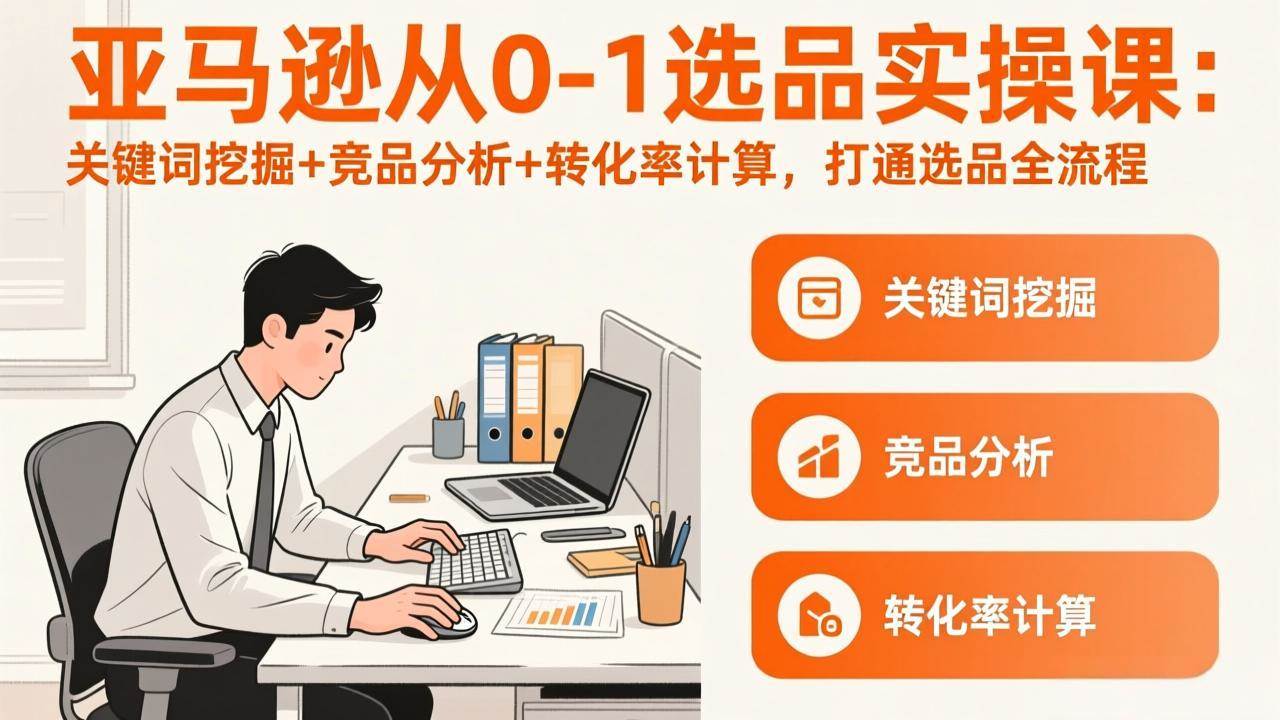 （17567期）亚马逊从0-1选品实操课(更新3月)：关键词挖掘+竞品分析+转化率计算，47节打通选品全流程-优优云网创
