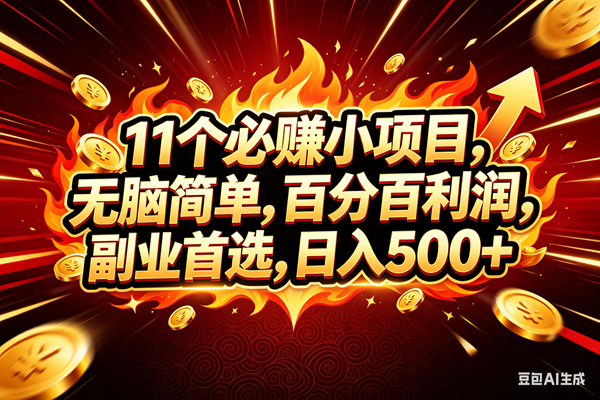 （18245期）11个必赚钱的小项目，百分百赚米，无脑简单，副业首选，日入300+-优优云网创