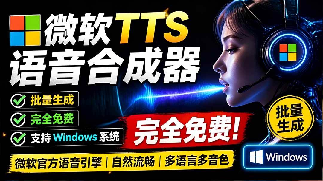 （19494期）微软 TTS 免费语音配音生成器，完全免费，支持多语音、多音色选择，Windows系统专用 TTS语音合成器-优优云网创