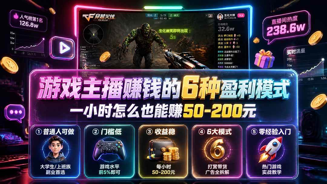 (19627期)付费文章:游戏主播赚钱的6种盈利模式,一小时怎么也能赚50-200元 (19627期)付费文章:游戏主播赚钱的6种盈利模式,一小时怎么也能赚50-200元