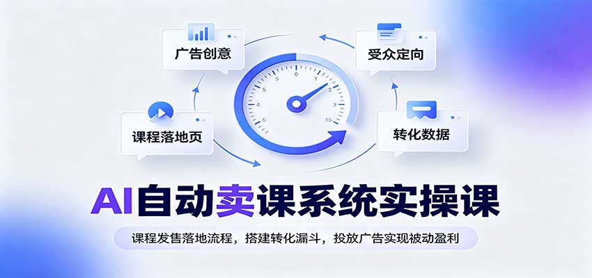 AI自动卖课系统实操课:课程发售落地流程,搭建转化漏斗,投放广告实现被动盈利-优优云网创