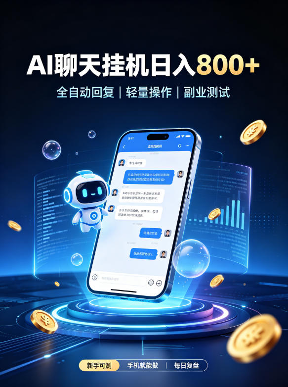 AI聊天挂G项目，日入800➕，全自动操作，适用个人副业，支持工作室矩阵操作【揭秘】-优优云网创